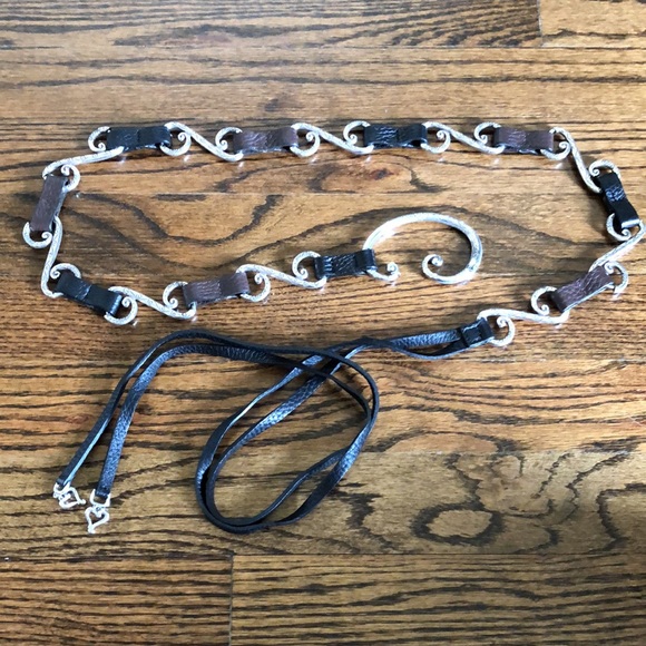 Brighton, Black & Brown Leather and Silver Adjustable Belt! main image 8